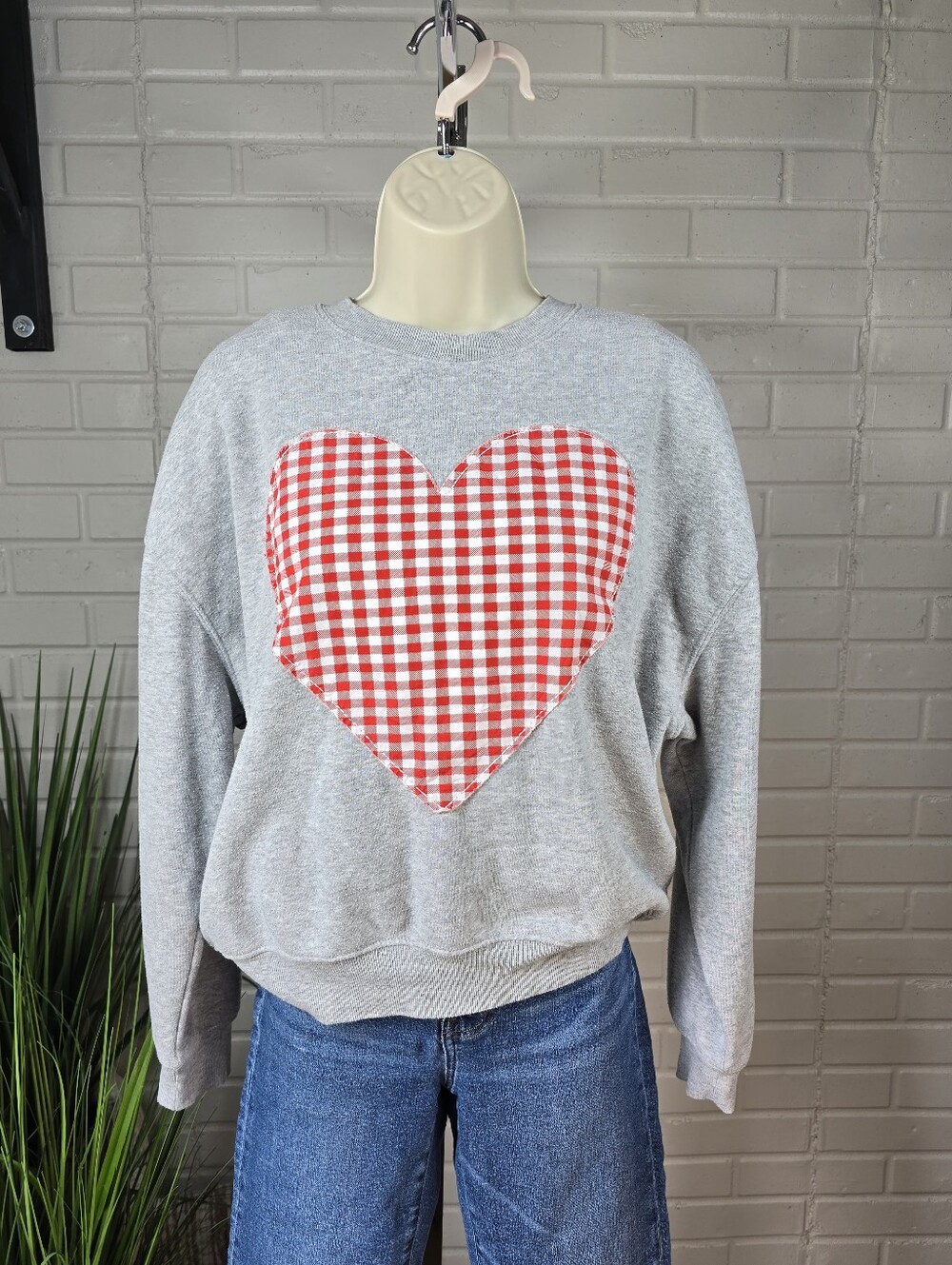 Grayson Threads Heart Patchwork Crewneck Sweat Shirt Extra Small